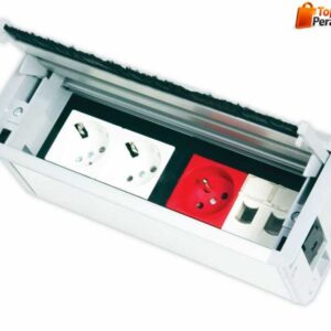 Nead 8 Modül Kapaklı Masaüstü Priz Kutusu (Eloxal) (Boş Kutu)